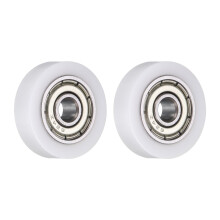 sourcing map 2 Pcs Roller Idler Bearing Pulley 4x18x5mm, Conveyor Rolling Wheel Flat Pulley with 624ZZ Bearing for Furniture Hardware Accessories (Wh