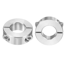 sourcing map 2 Pcs Double Split Shaft Collar 20mm Bore, Two Piece Clamping Collar 40mm OD 15mm Thickness, 304 Stainless Steel Set Screw Split Collar