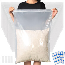 DIYJEP 30 Pcs Large Clear Plastic Bags with 4 Pcs Sealing Clip & Label, 5070 CM Resealable Zip Lock Bags for Clothes, Thickening Travel Clothes Stor