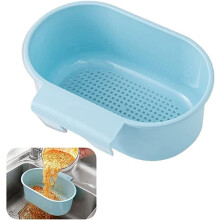 Kitchen Sink Strainer Basket with Anti‑Clog Drain Design, Triangle Corner Colander for Food Waste, Blue