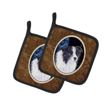 Caroline's Treasures Starry Night Border Collie Pair of Pot Holders SS8558PTHD, Fabric, Multicolor