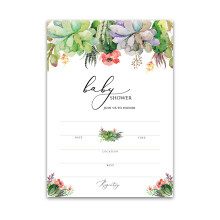 Succulents Baby Shower Invitations - Pack of 25 - Greenery Invites Blank Fill-in SKU I300-INV1