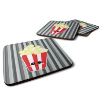 Caroline's Treasures BB7053FC Set of 4 Popcorn Face Foam Coasters Set of 4, 3 1/2 x 3 1/2, Multicolor