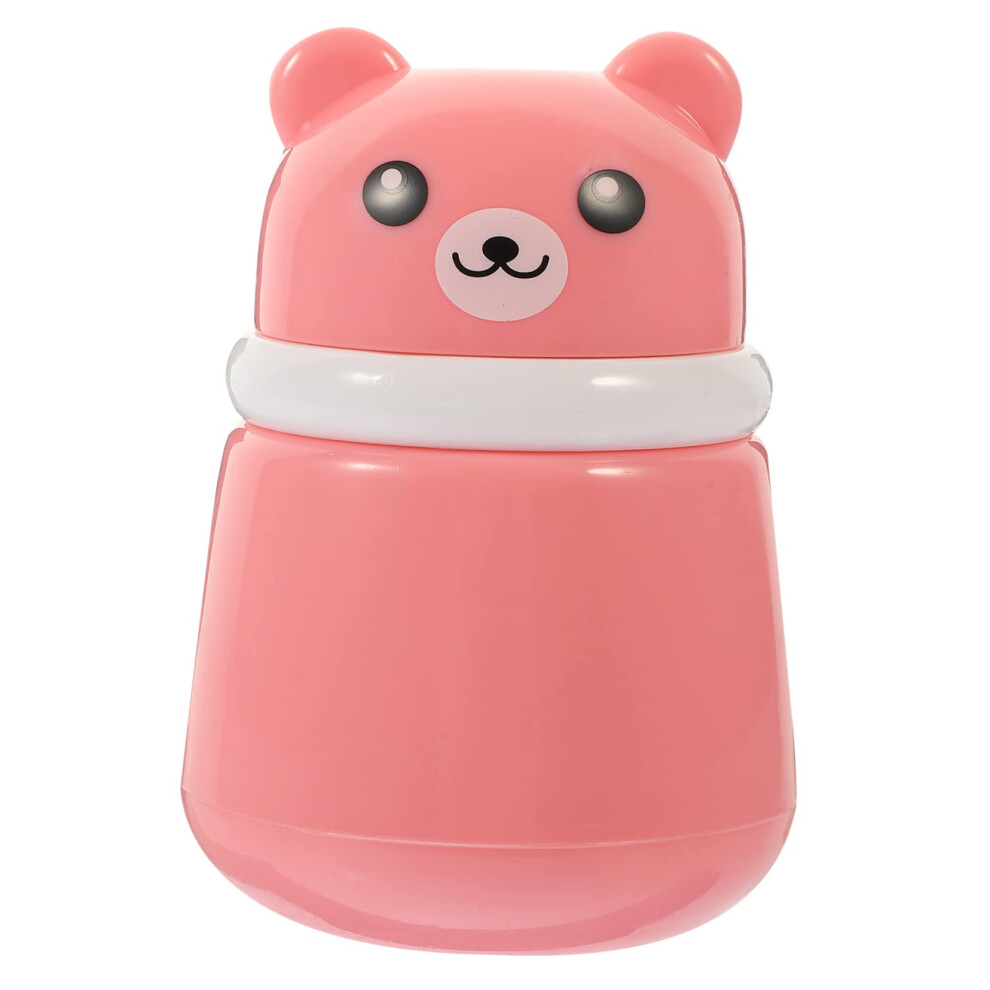 Pink Body Powder Container With Soft Puff Holder, Cute Bear Design, Leakproof Lid For Travel And Home Use,
