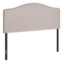 Monarch Specialties 6014F, Bedroom, Upholstered, Look, Beige, Transitional Bed-Full Size Linen Headboard