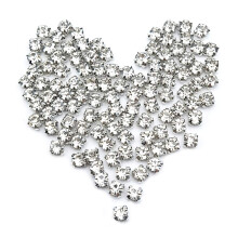 INSPIRELLE 10mm Clear White 144pcs Crystal Glass Claw Sew on Rhinestone for Crafts Clothes Wedding Dress