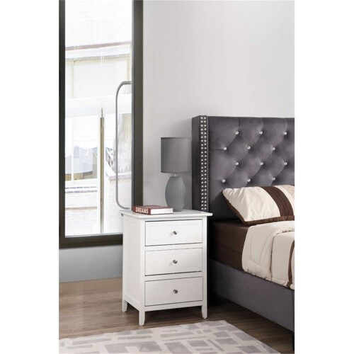 Glory Furniture Daniel 3 Drawer Nightstand in White 1