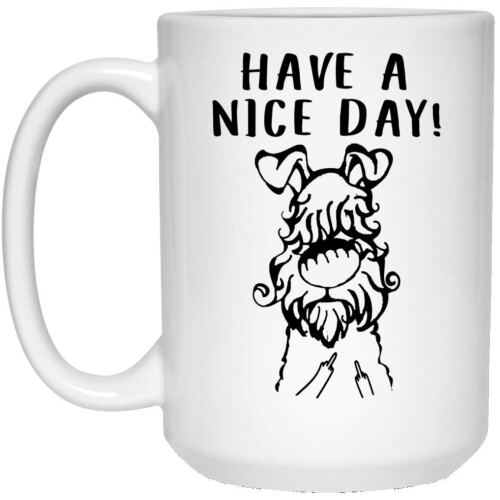 Funny Kerry Blue Terrier Have A Nice Day Middle Finger White Coffee Mug