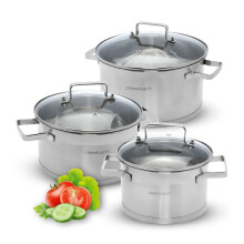 classbach C-KTS 4015 Saucepan Set Stainless Steel for All Hobs (Induction, Gas Hob, Ceramic Hob, Electric Hob) Dishwasher Safe Cooking Pot Set Campi