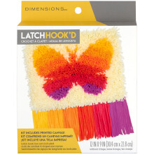 Dimensions 72-76383 Colorful Butterfly Beginner Latch Hook Kit with Fringe, 12" x 9", Multicolor, 3pcs