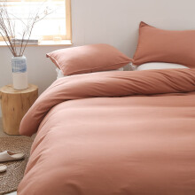 PANDATEX Dusty Pink Linen-Textured Rayon, Cotton, Linen Blend Duvet Cover Set, Pre-Washed Soft Breathable Full Size Duvet Cover for Hot Sleepers, Nat