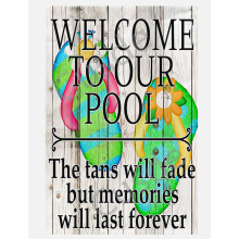 Cusde Welcome To Our Pool Metal Tin Sign The Tans Will Fade But Memories Will Last Forever Funny Decoration Wall Art Poster Plaques for Garden Pool W