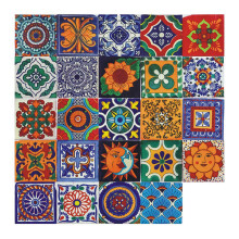 LOOR 24PCS Self Adhesive Mosaic Brick Tile 3D Sticker Kitchen Bathroom Wall Stickers -15x15cm