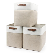Bagnizer Large Fabric Storage Baskets | 50L Storage Bins, Decorative Linen Closet Baskets with Handles for Organizing, Shelf, Toys, Clothes, Home, Of