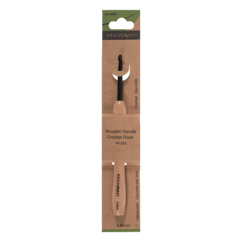 Milward - Crochet Hook: Beech Wood Handle: 14cm x 4.50mm
