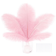 SOGUGOM Pink Ostrich Feathers Bulk - 30pcs 9 inches for Wedding Party Centerpieces, Home Decorations and DIY Crafts(Light Pink)