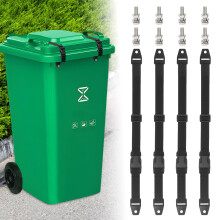 4 Pcs Trash Can Lid Lock, Universal Garbage Can Lock Strap, Adjustable Outdoor Trash Can Lock for Animals, Squirrels, Dogs, Raccoons, Locking Trash C