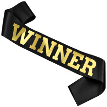 Winner Satin Sash Party Accessory, Black And Gold Winner Satin Sashes Celebrate In Style At Parties, Contests, Sporting Events And Competitions, 1st