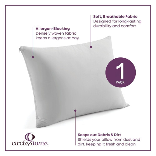 Circles Home, 100% Cotton Zippered Pillow Protector, Light Grey, Toddler, Single Pack 2