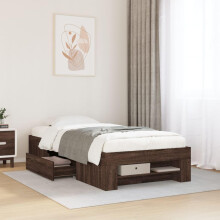 WKIEQACO Beds & Accessories,Beds & Bed Frames,Bed Frame without Mattress Brown Oak 90x200 cm Engineered Wood