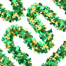 50FT St.Patrick's Day Tinsel Garland Hat Green Gold Metallic Tinsel Twist Garland for Irish Party Home Decoration