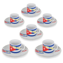 YSSER Cuban Flag Espresso Cup Set, 2.5 oz Cups with Saucers, 12 Piece Set