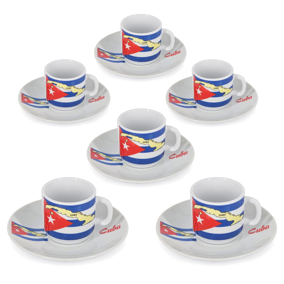Ysser Cuban Flag Espresso Cup Set, 2.5 Oz Cups With Saucers, 12 Piece Set