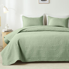 akkialla Quilts Queen Size,Sage Green Ultrasonic Full/Queen Quilt Set,Lightweight Soft Bedspread Coverlet,Modern Style Coin Pattern Bed Cover for All