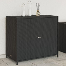 WKIEQACO Outdoor Outdoor Storage Boxes,Garden Storage Cabinet Black 83x45x76 cm Poly Rattan