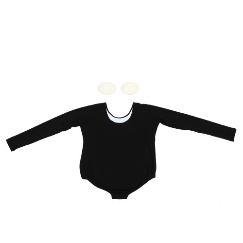 Damen Ballettanzug Langarm Schwarzer Stretchiger Baumwoll-Body