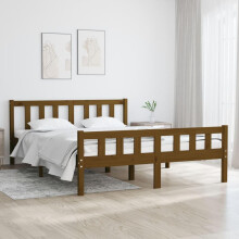 WKIEQACO Beds & Accessories,Beds & Bed Frames,810662 Bed Frame without Mattress Brown Solid Wood 140x190 cm