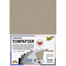 Folia 6498 - Coloured Paper Shades of Grey, DIN A4, Pad with 130 g/m² Coloured Drawing Paper, 100 Sheets in 6 Colours, for Crafts, Decorating and Dec