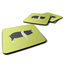 Caroline's Treasures BB7765FC Hampshire Pig Green Decorative Coasters, Fabric, Multicolor