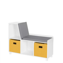 RiverRidge Home Storage Bench, MDF, White with Golden Yellow Bins
