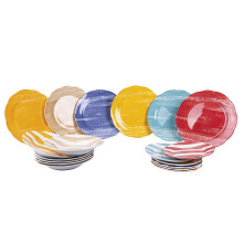Versilia 18-Piece Porcelain Dinner Set with 6 Places in 6 Different Designs