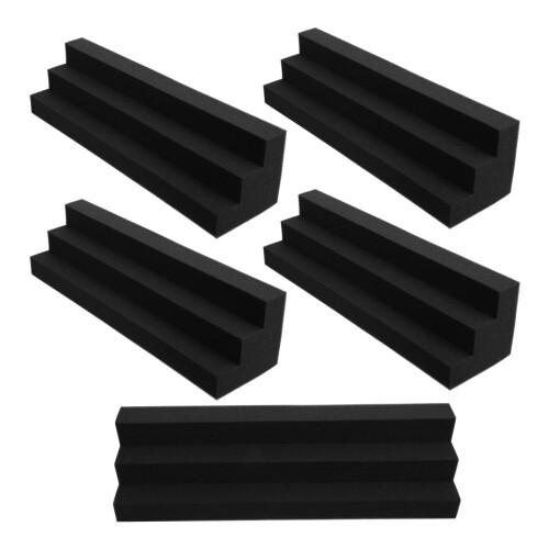 5Pièces Plaques Absorbantes Sonores Noires Pour Angle En Polyuréthane