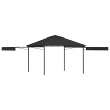 Festnight Gazebo with Double Extended Roofs, Lawn Tent Outdoor Garden Party Tent Sunshade Waterproof 3x3x2.75 m Anthracite 180g/m²