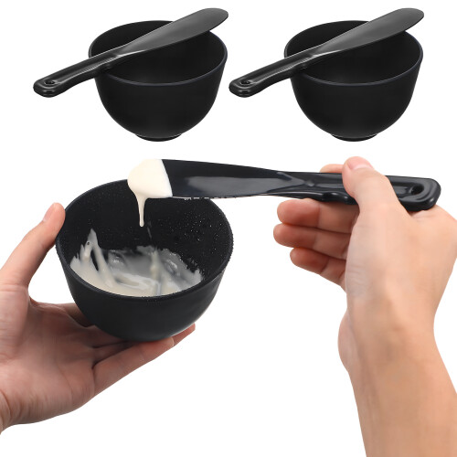 2Ensembles Bols À Silicone Noir Pour Spa Et Beauté Spatule