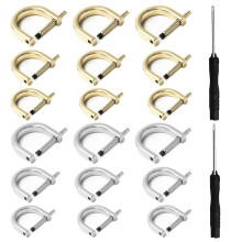 18Pcs D-Rings Screw in Shackle,3 Size Horseshoe U Shape D Ring Screw in Shackle Semicircle D Ring with 2Pcs Screwdriver DIY Leather Strap Craft Purse