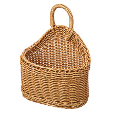 ABOOFAN Kitchen Woven Basket Wall Hanging Storage Box, Handmade Plastic Wicker Garlic and Ginger Organizer, Light Brown for Kitchen Pantry and Vegeta