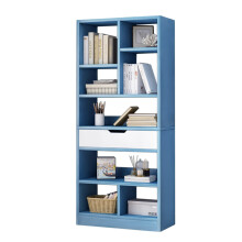 IOTXY Wooden Open Shelf Bookcase - 61" Height Freestanding Display Storage Cabinet Organizer with 8 Cubes and a Drawer, Floor Standing Bookshelf, Blu
