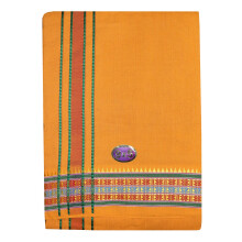 PRAKASAM COTTON Men's Panjakejam Cotton Dhoti + Towel Set 9X5 Mango