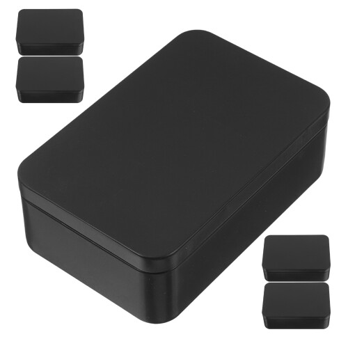 15Pcs Black Iron Trading Card Storage Box Compact Tin Holder