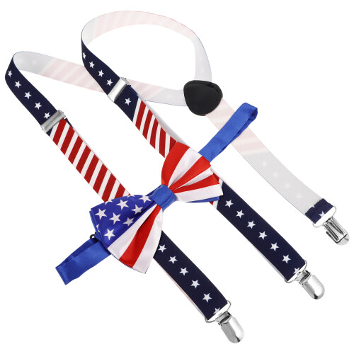 3Sets Assorted Flag Bow Tie and Strap Clip Set Party Supplies