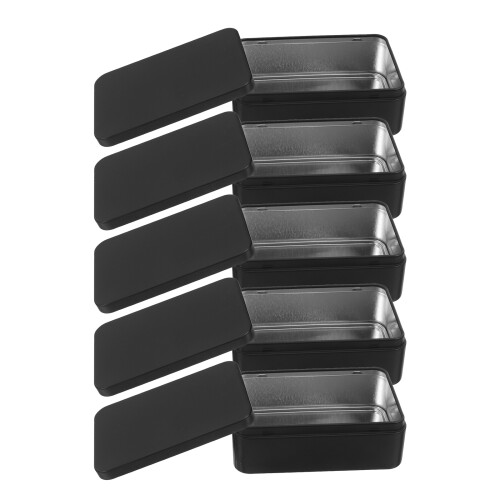 15Pcs Black Iron Trading Card Storage Box Compact Tin Holder 2