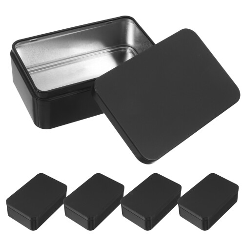 15Pcs Black Iron Trading Card Storage Box Compact Tin Holder 1