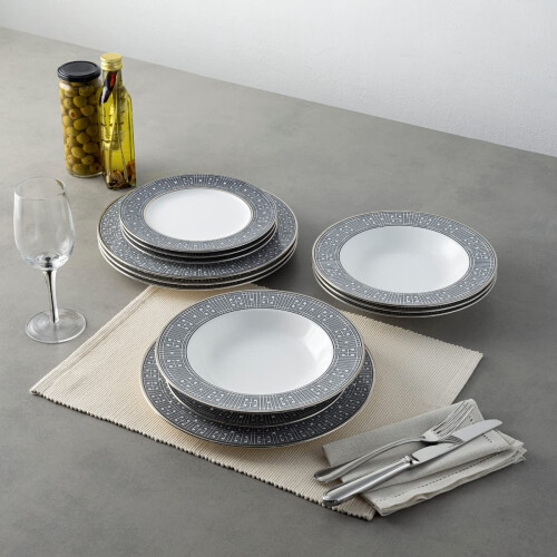 Noritake Infinity 12-Piece Set, Service for 4 in Black/Graphite/Grey, Multicolor 2