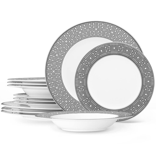 Noritake Infinity 12-Piece Set, Service for 4 in Black/Graphite/Grey, Multicolor 1