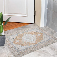 GlowSol Area Rug 2x3 Vintage Area Rug Oriental Distressed Small Entryway Rug Thin Rug Chenille Mat Foldable Accent Rug Non-Slip Throw Small Area Rug
