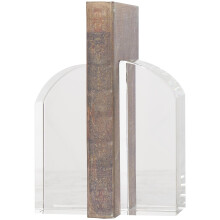 Deco 79 Crystal Geometric Arched Bookends, Set of 2 2" W, 6" H, Clear